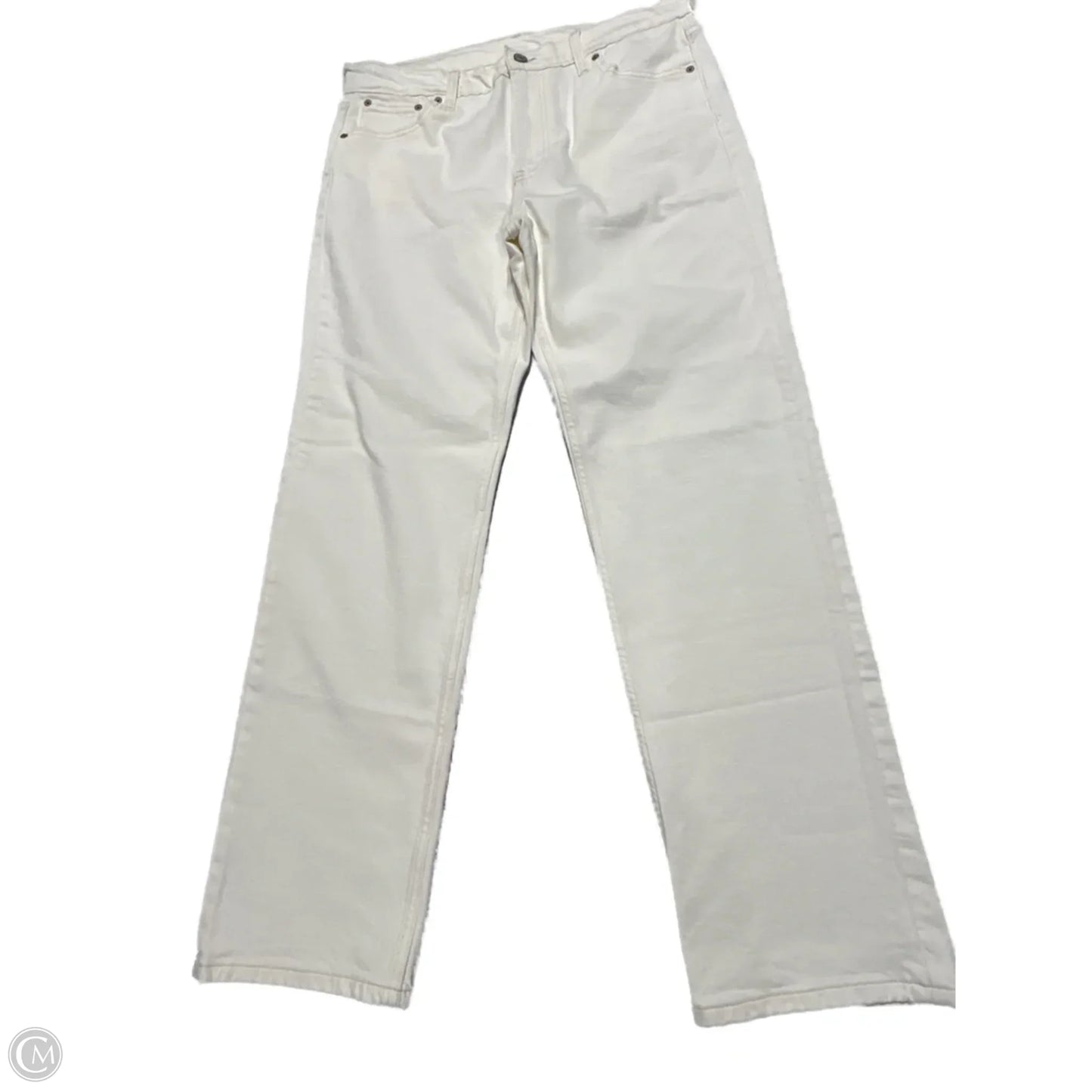 Jeans Straight By Gap In White Denim, Size: 12