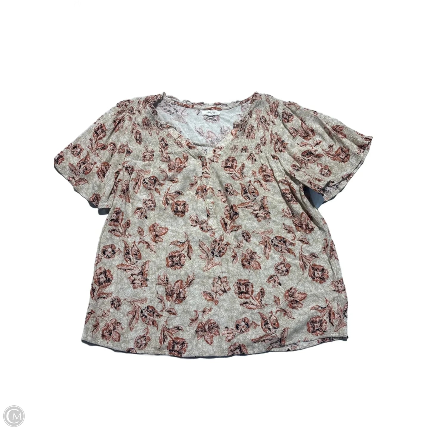 Top Short Sleeve By Maurices In Floral Print, Size: S
