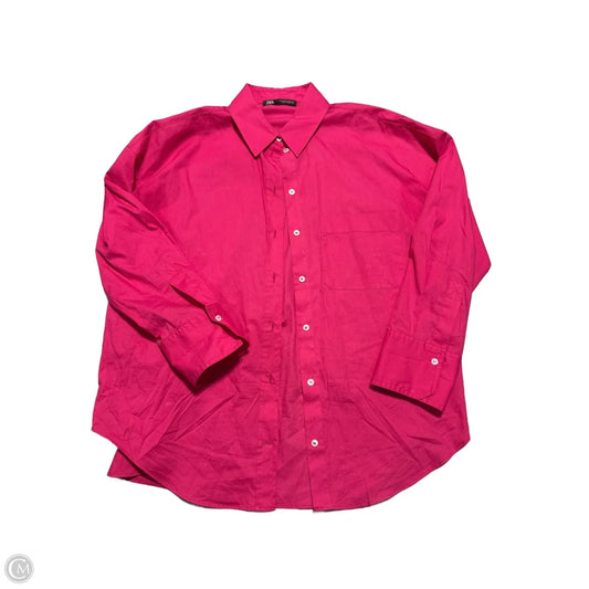 Top Long Sleeve By Zara In Pink, Size: S