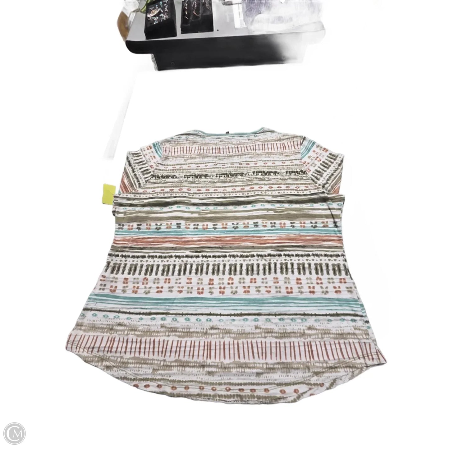 Top 3/4 Sleeve By Cmc In Green & White, Size: 2x