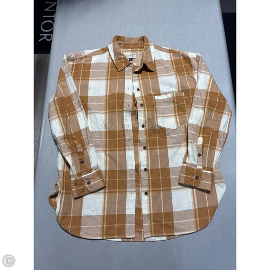 Top Long Sleeve By Universal Thread In Plaid Pattern, Size: M