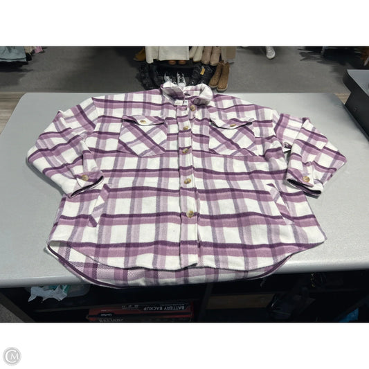 Top Long Sleeve By Kensie In Plaid Pattern, Size: L