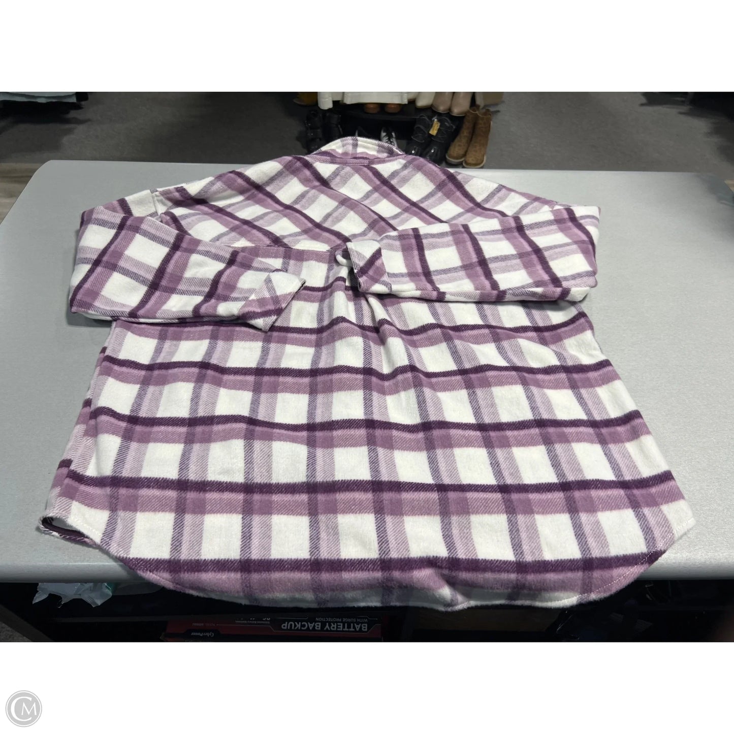 Top Long Sleeve By Kensie In Plaid Pattern, Size: L
