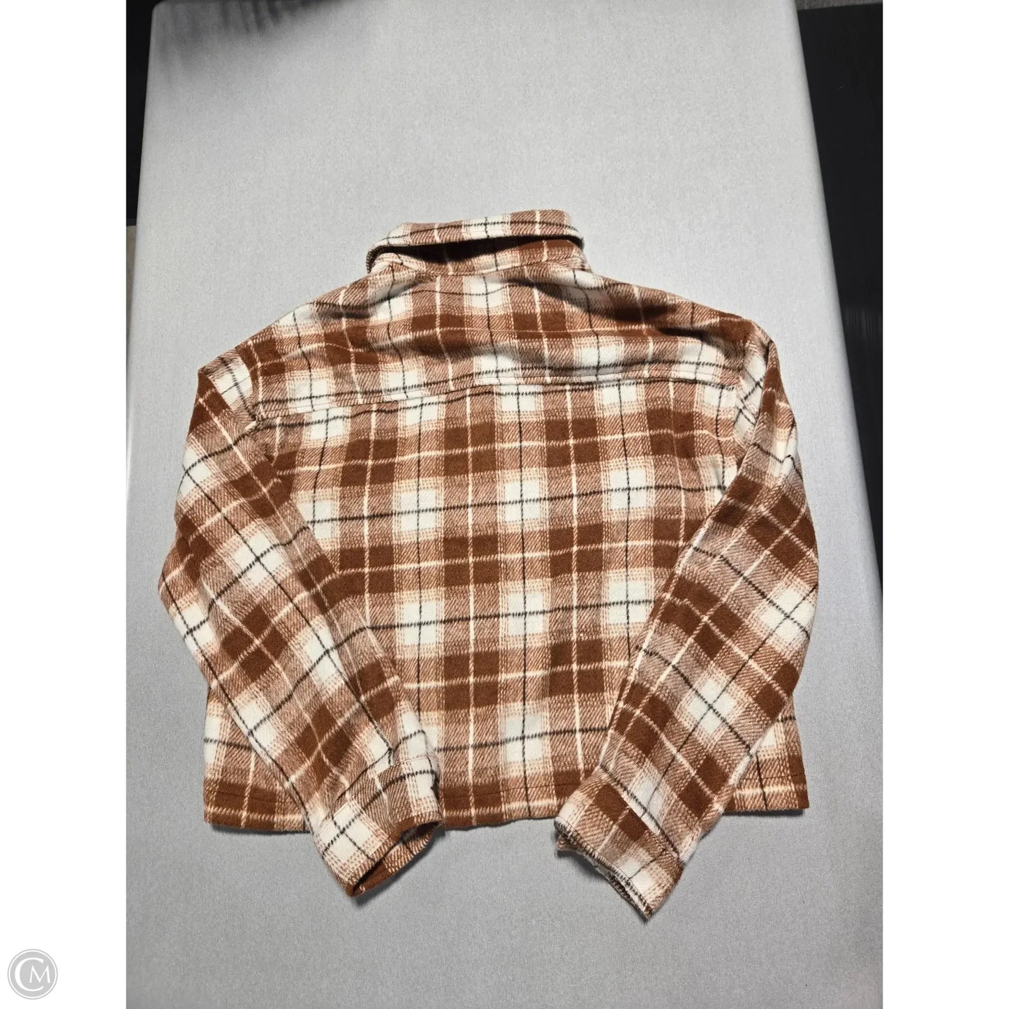 Jacket Fleece By Love Tree In Plaid Pattern, Size: M
