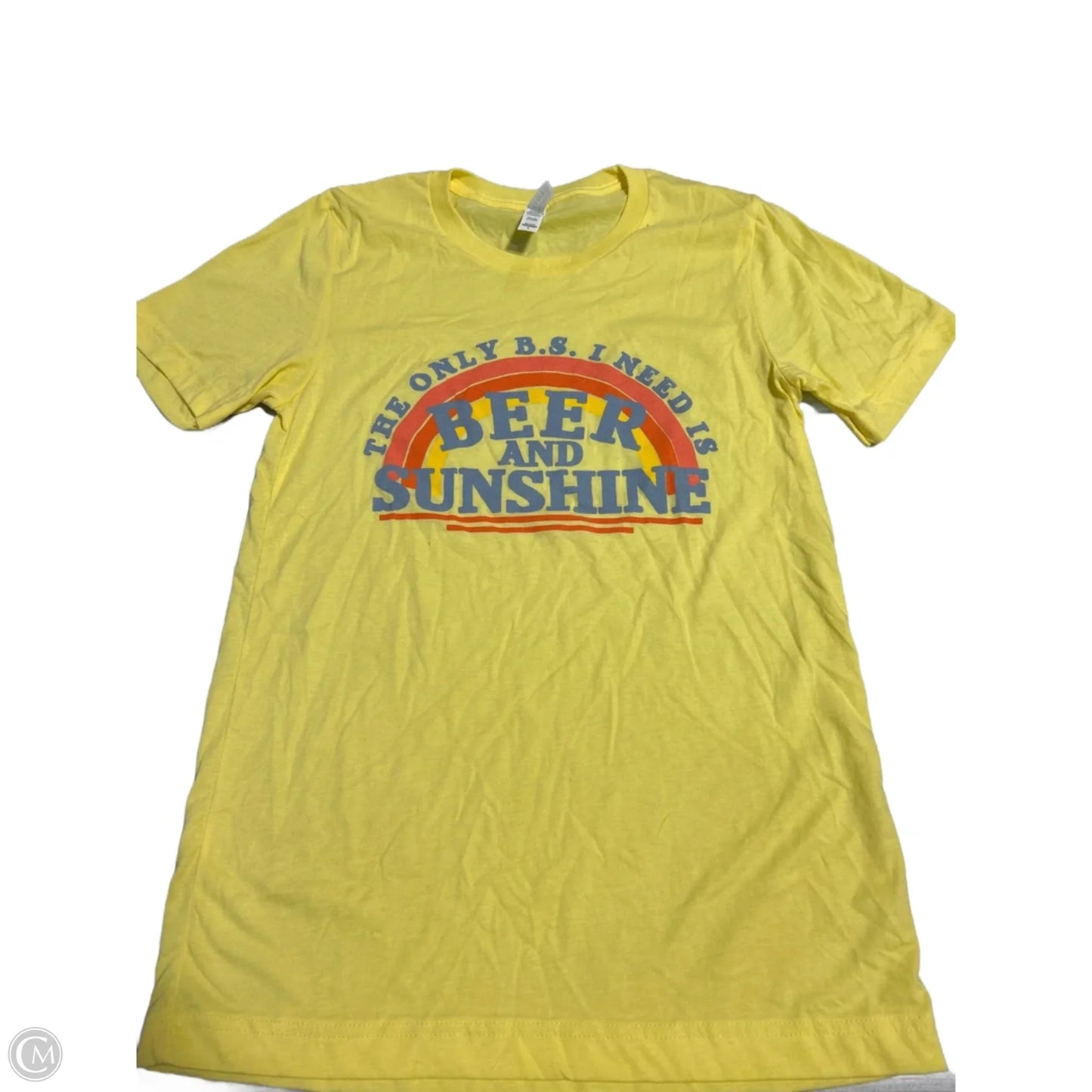 Top Short Sleeve By Bella + Canvas In Yellow, Size: S