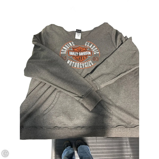 Sweatshirt Hoodie By Harley Davidson In Grey, Size: 2x