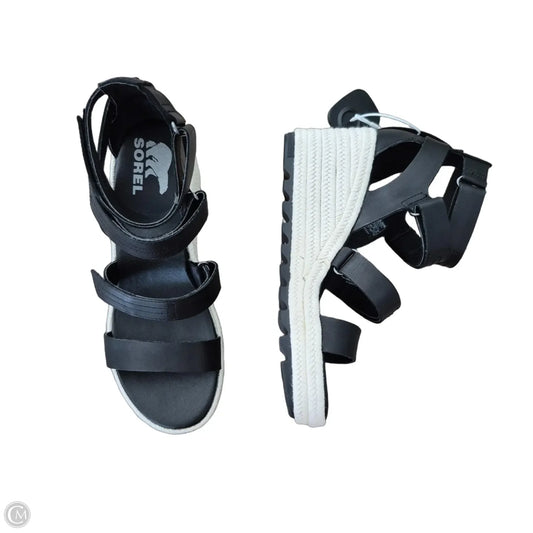 Sandals Heels Wedge By Sorel In Black & Tan, Size: 8