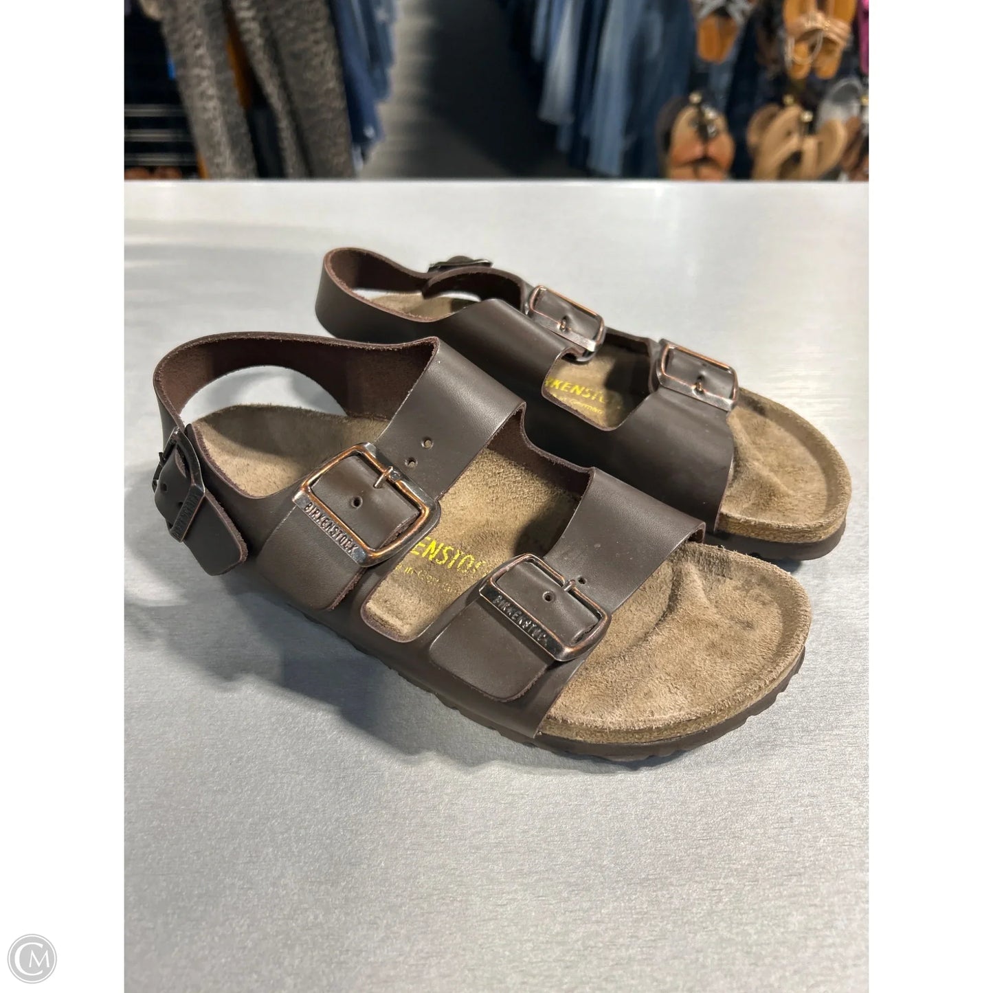 Sandals Flats By Birkenstock In Brown, Size: 7