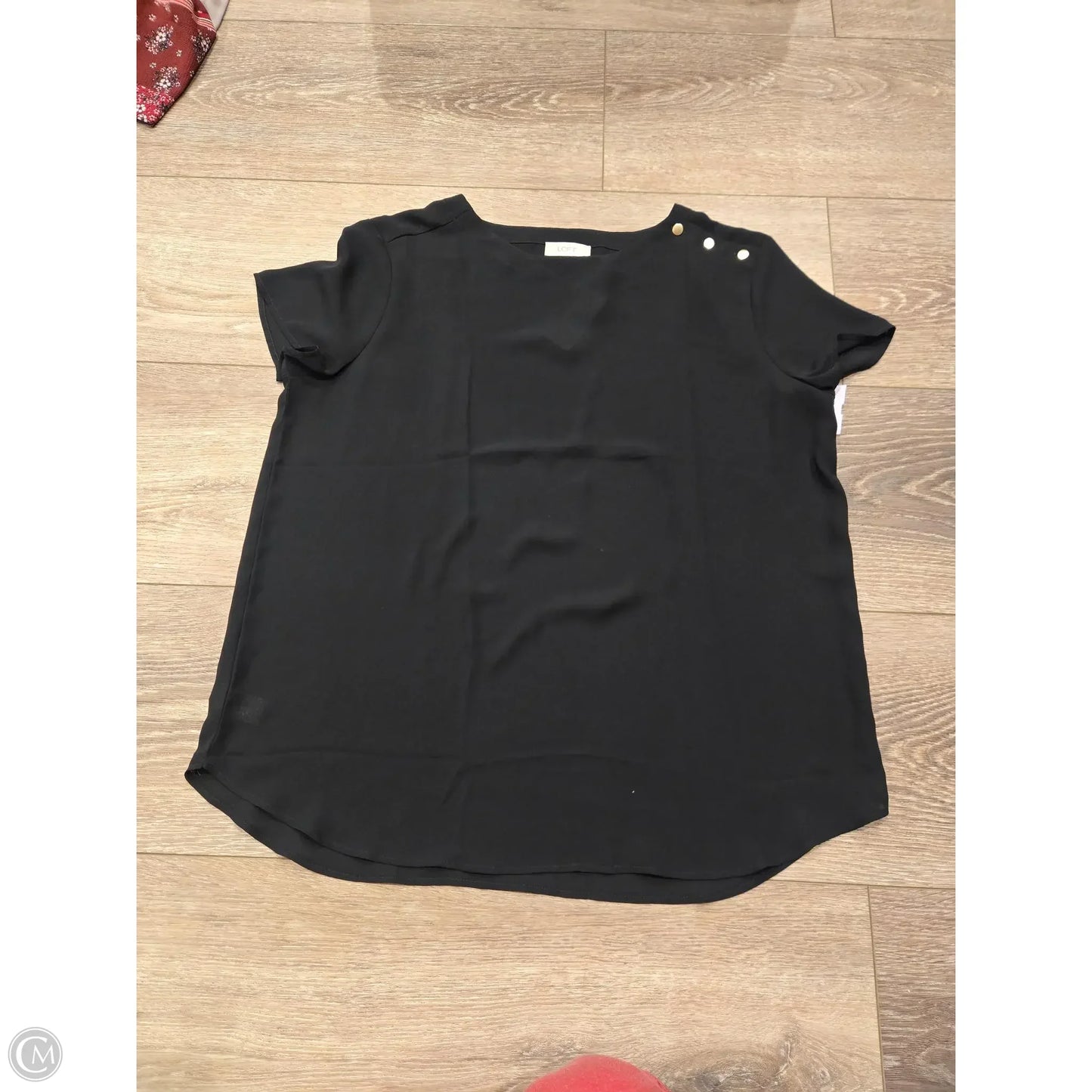 Top Short Sleeve By Loft In Black, Size: L