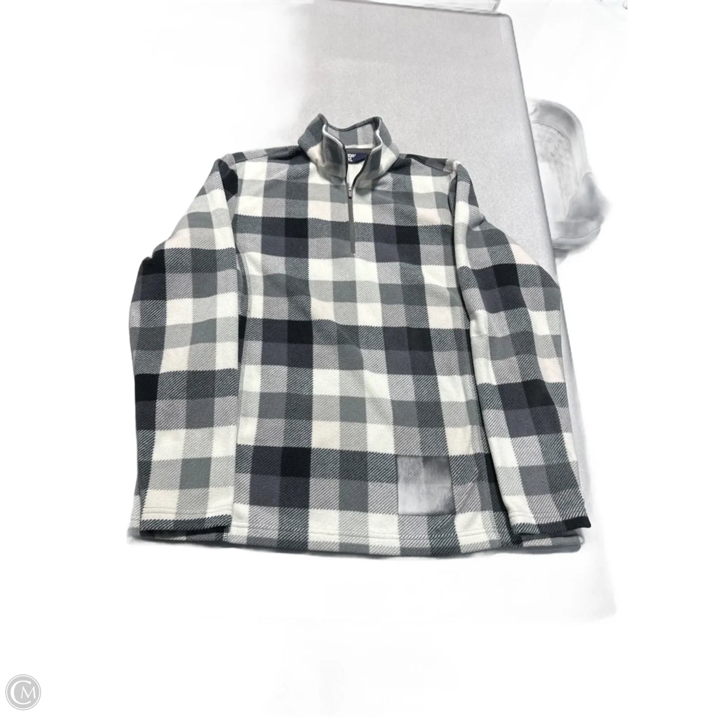 Jacket Fleece By Lands End In Plaid Pattern, Size: L