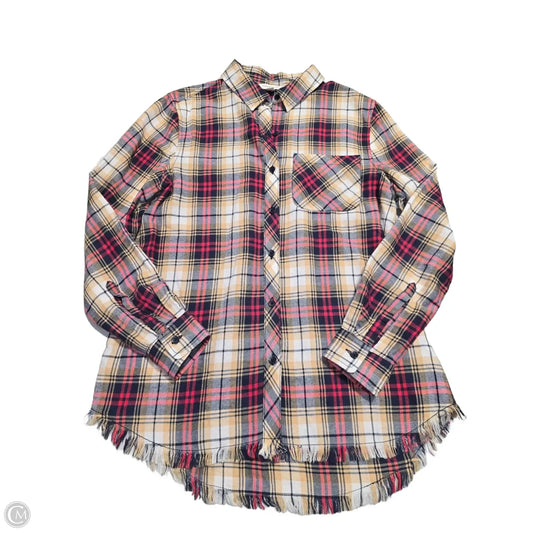 Top Long Sleeve By Beachlunchlounge In Plaid Pattern, Size: S