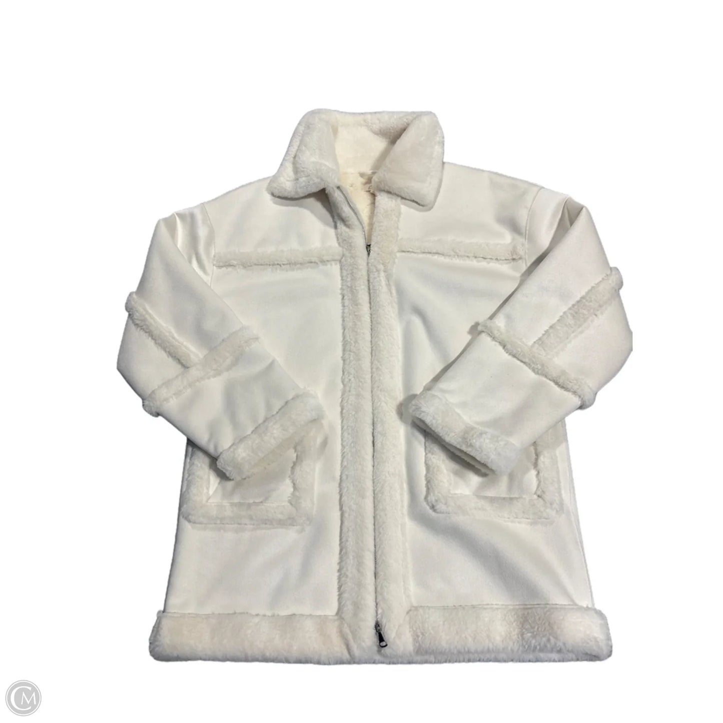 Coat Faux Fur & Sherpa By Elan In Cream, Size: S