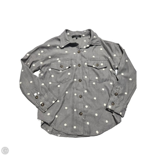 Top Long Sleeve By Blu Pepper In Polkadot Pattern, Size: M