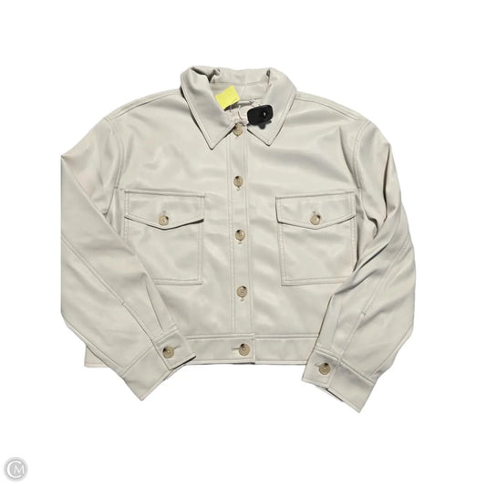 Jacket Leather By Loft In Cream, Size: L