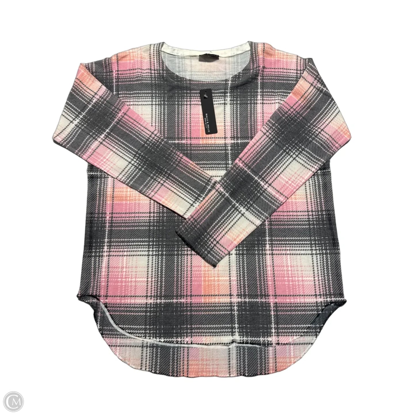 Top Long Sleeve By Nally And Millie In Plaid Pattern, Size: L