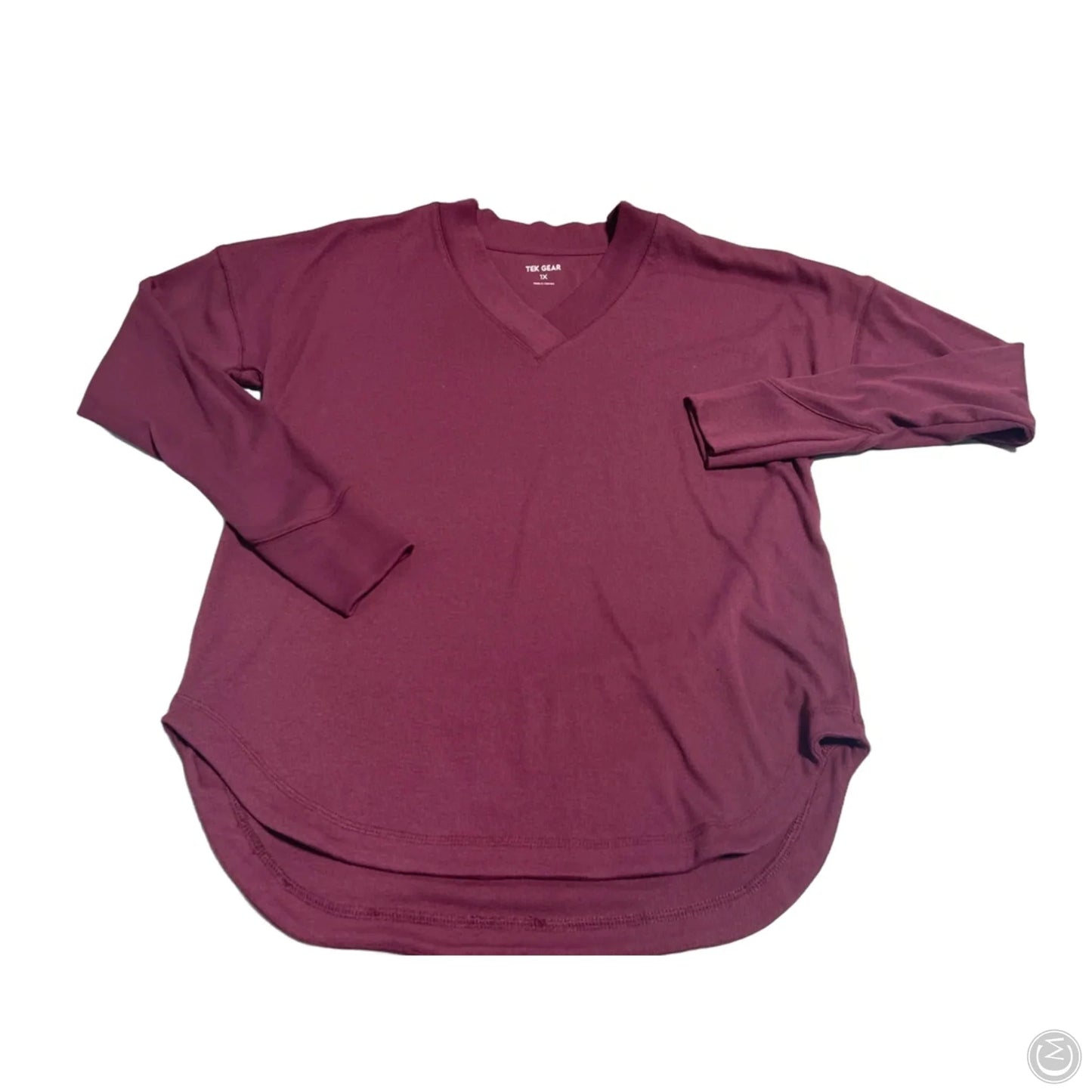Top Long Sleeve By Tek Gear In Maroon, Size: 1x