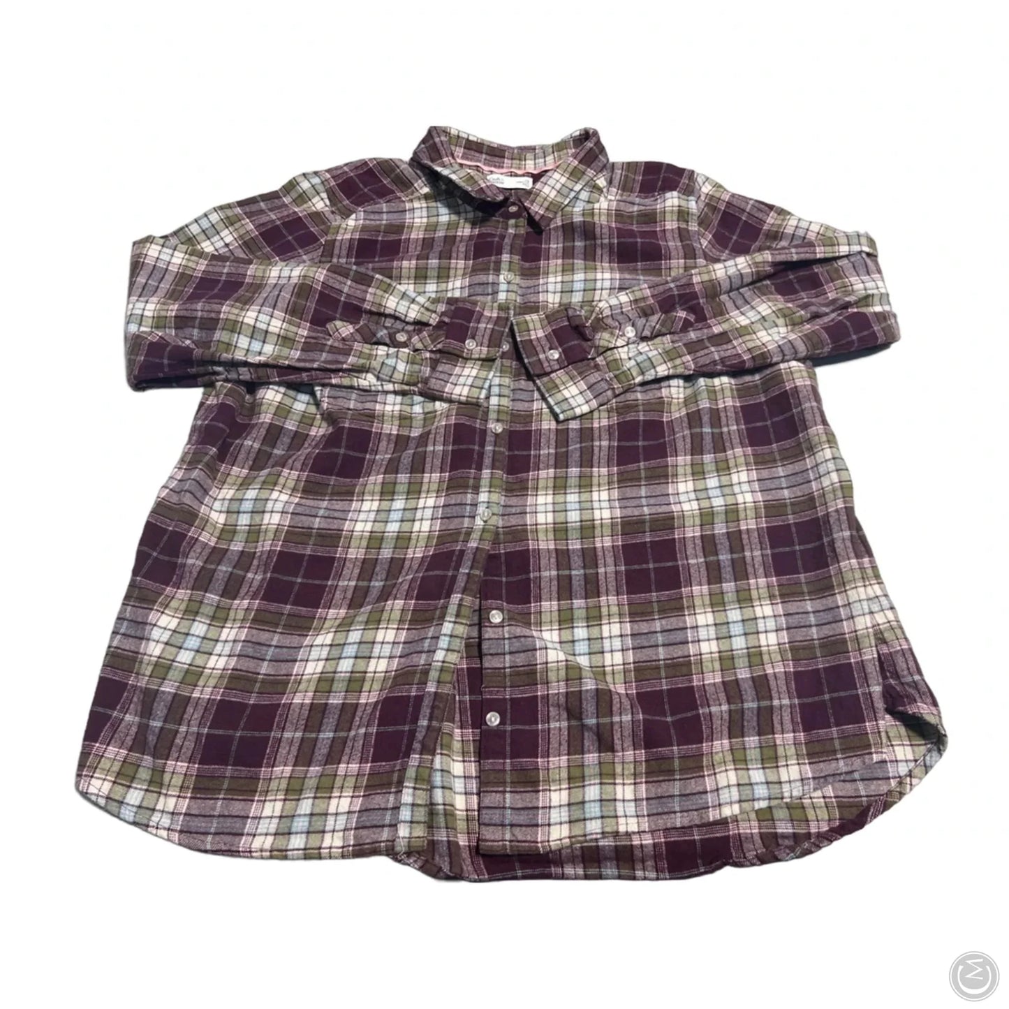 Top Long Sleeve By Croft And Barrow In Plaid Pattern, Size: 1x