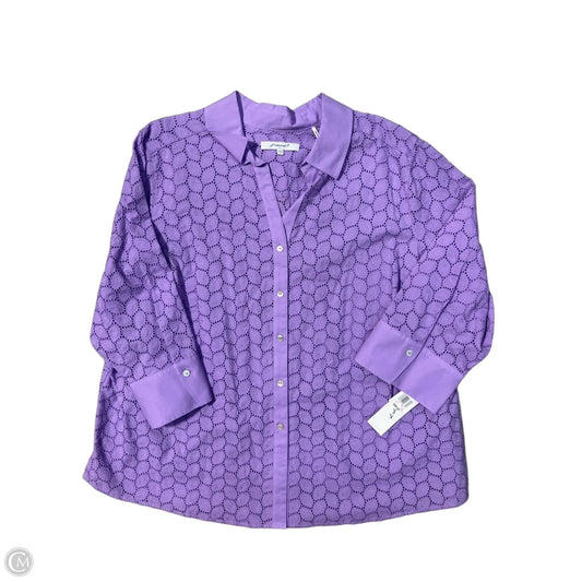 Top Long Sleeve By Foxcroft In Purple, Size: 3x