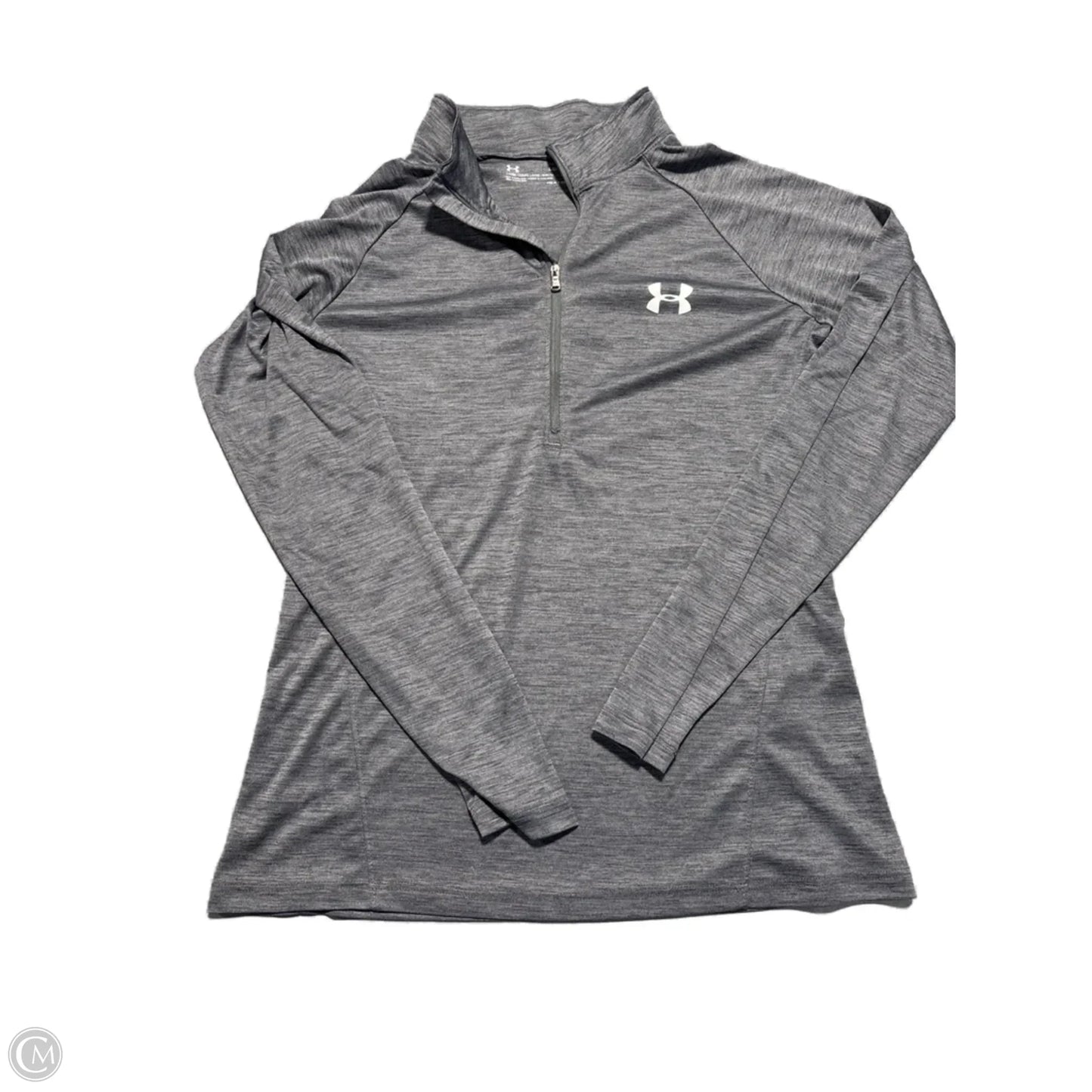 Athletic Top Long Sleeve Collar By Under Armour In Grey, Size: L