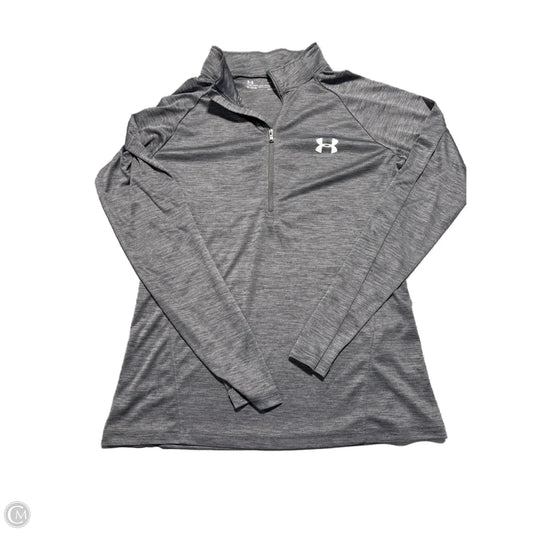 Athletic Top Long Sleeve Collar By Under Armour In Grey, Size: L