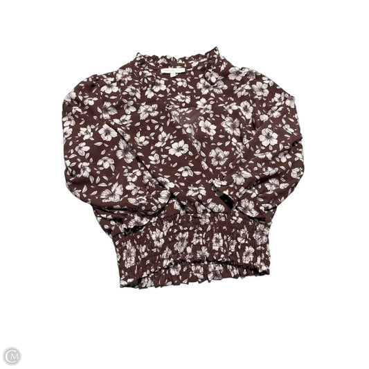 Top Short Sleeve By Monteau In Brown & Cream, Size: Xl
