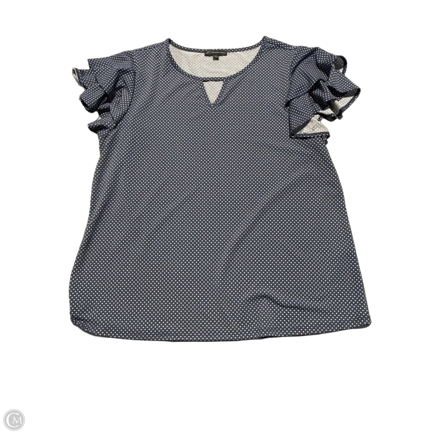 Top Short Sleeve By Adrianna Papell In Blue & White, Size: L