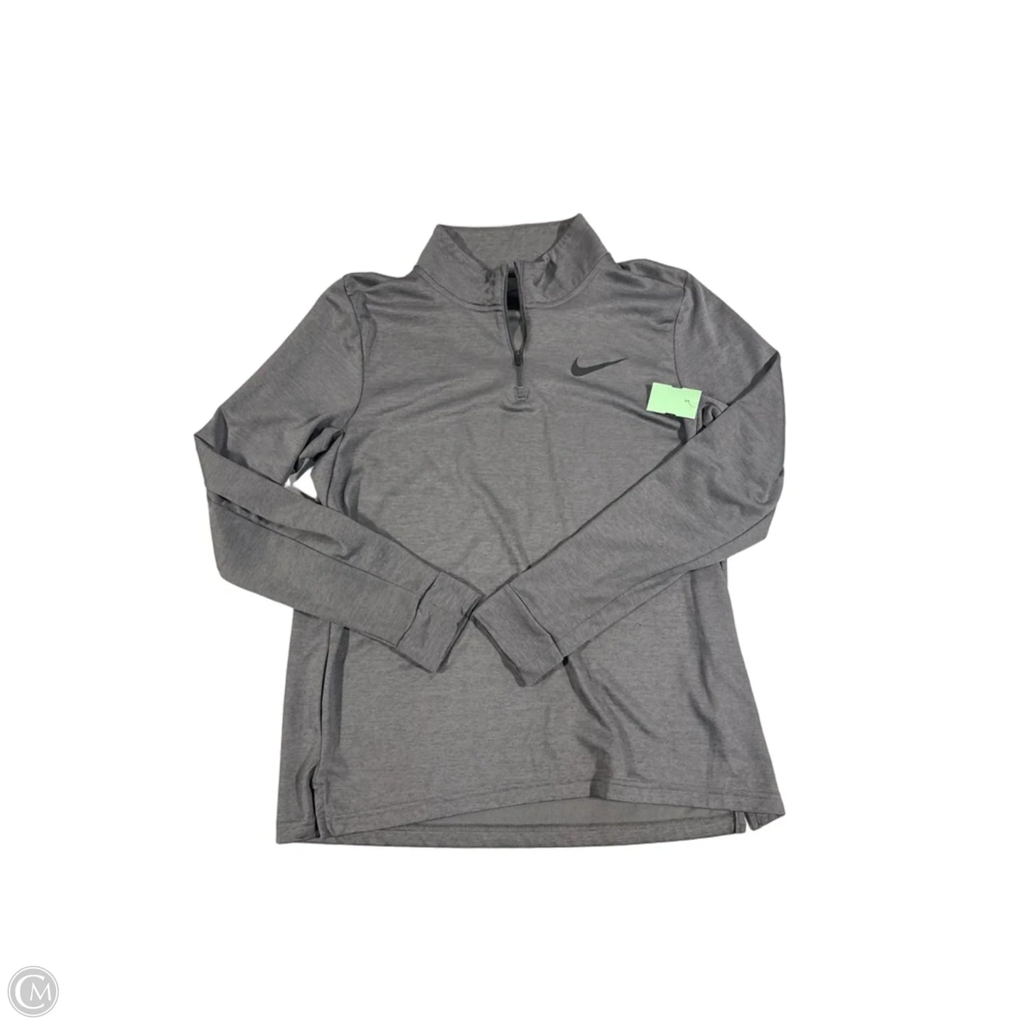 Athletic Top Long Sleeve Collar By Nike In Grey, Size: L