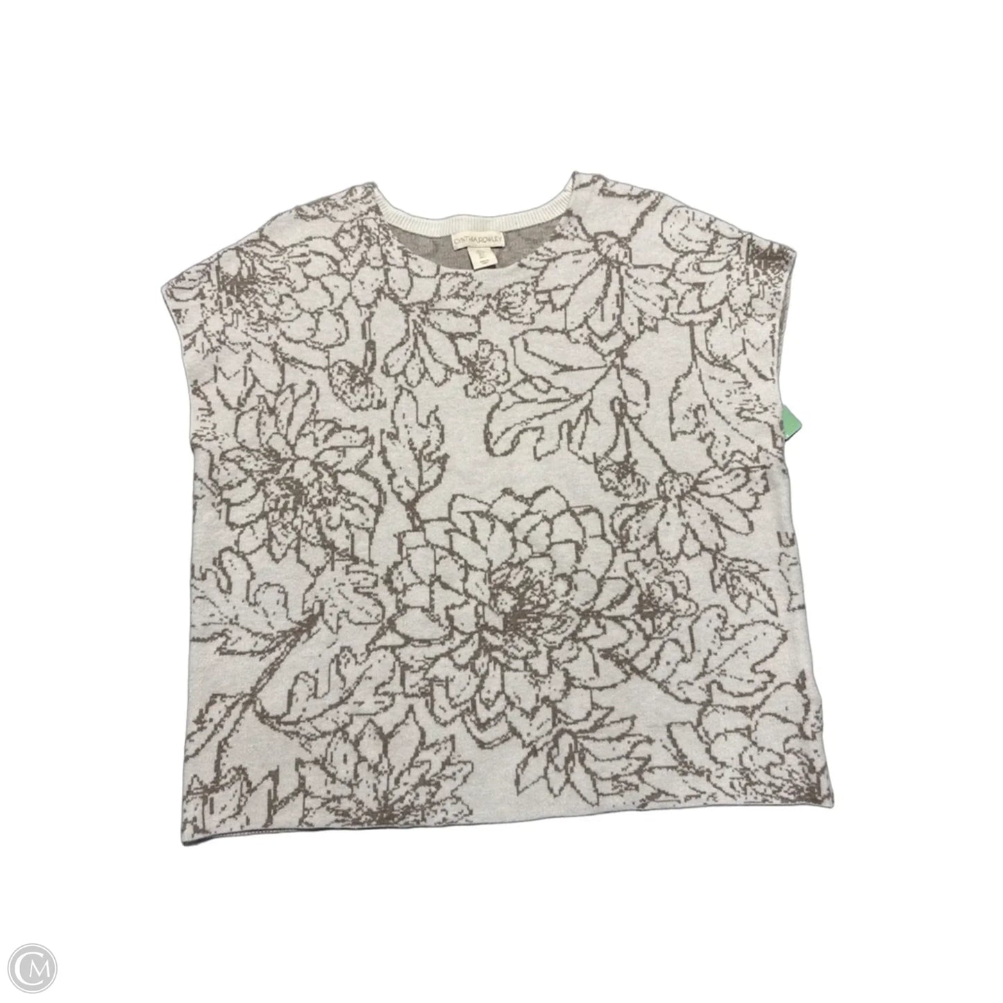 Top Short Sleeve By Cynthia Rowley In Brown & White, Size: L