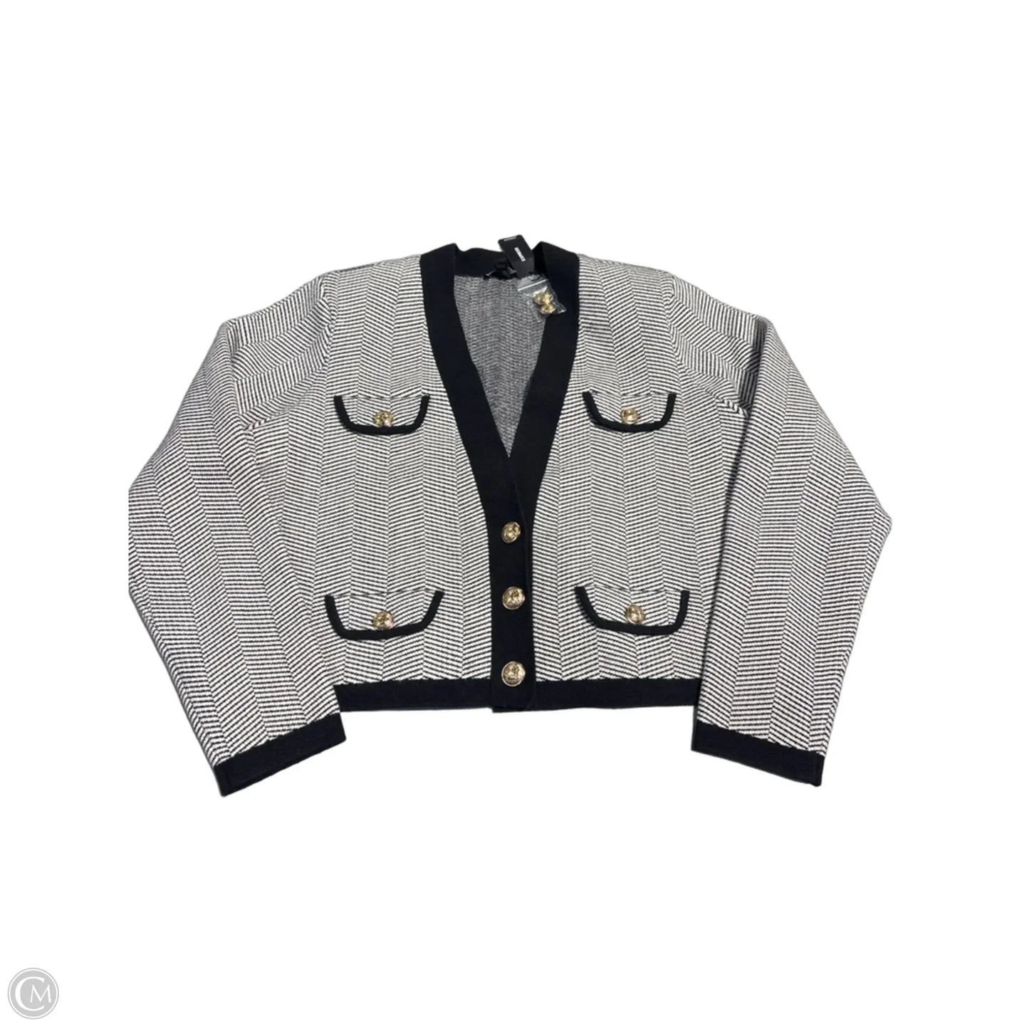 Cardigan By Express In Black & White, Size: Xl
