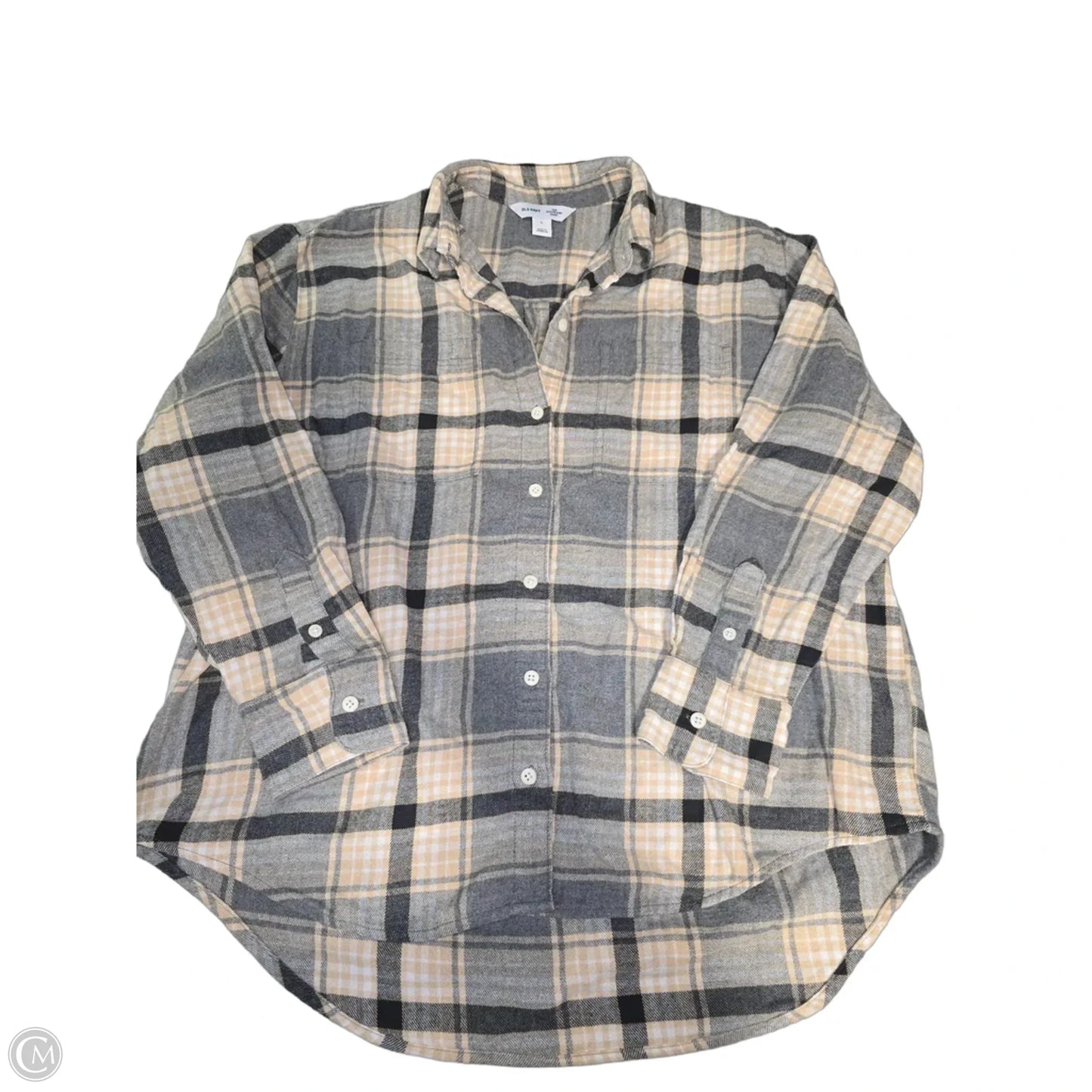 Top Long Sleeve By Old Navy In Plaid Pattern, Size: L