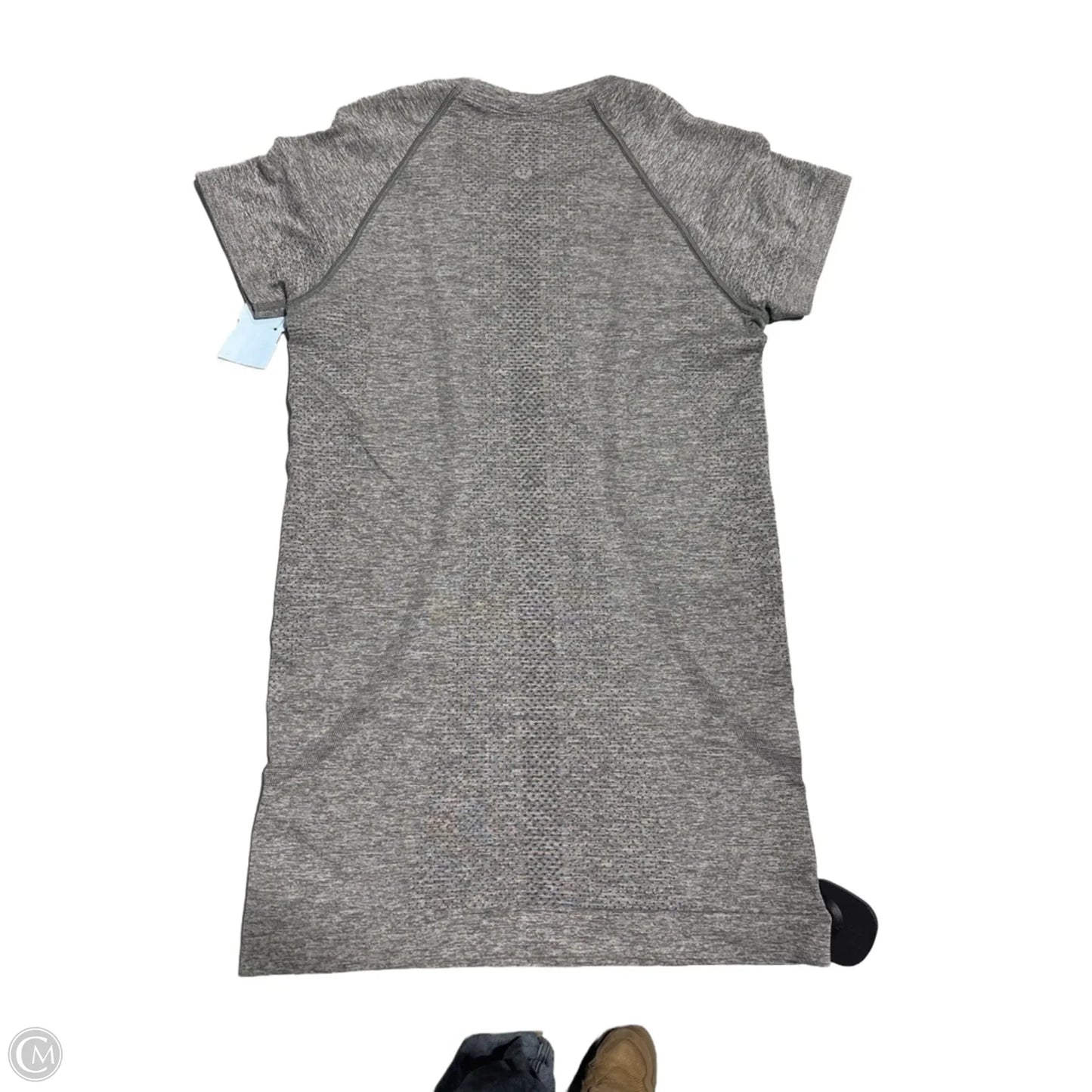 Athletic Top Short Sleeve By Lululemon In Grey, Size: S