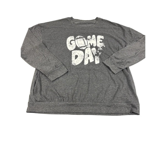 Top Long Sleeve By Cmb In Grey, Size: Xxl