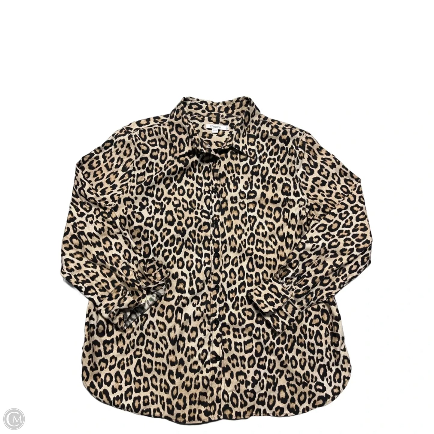 Top Long Sleeve By Chicos In Leopard Print, Size: 16
