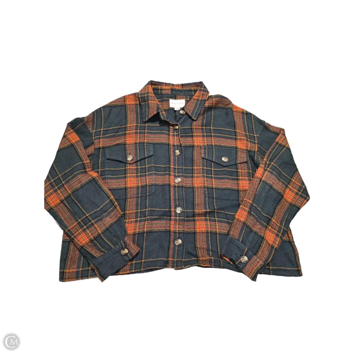 Top Long Sleeve By American Eagle In Plaid Pattern, Size: L