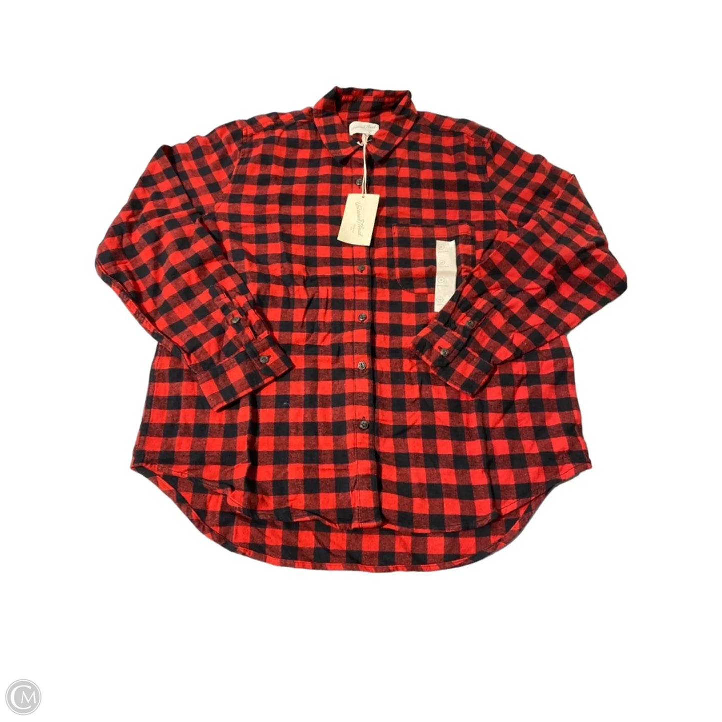 Top Long Sleeve By Universal Thread In Plaid Pattern, Size: M