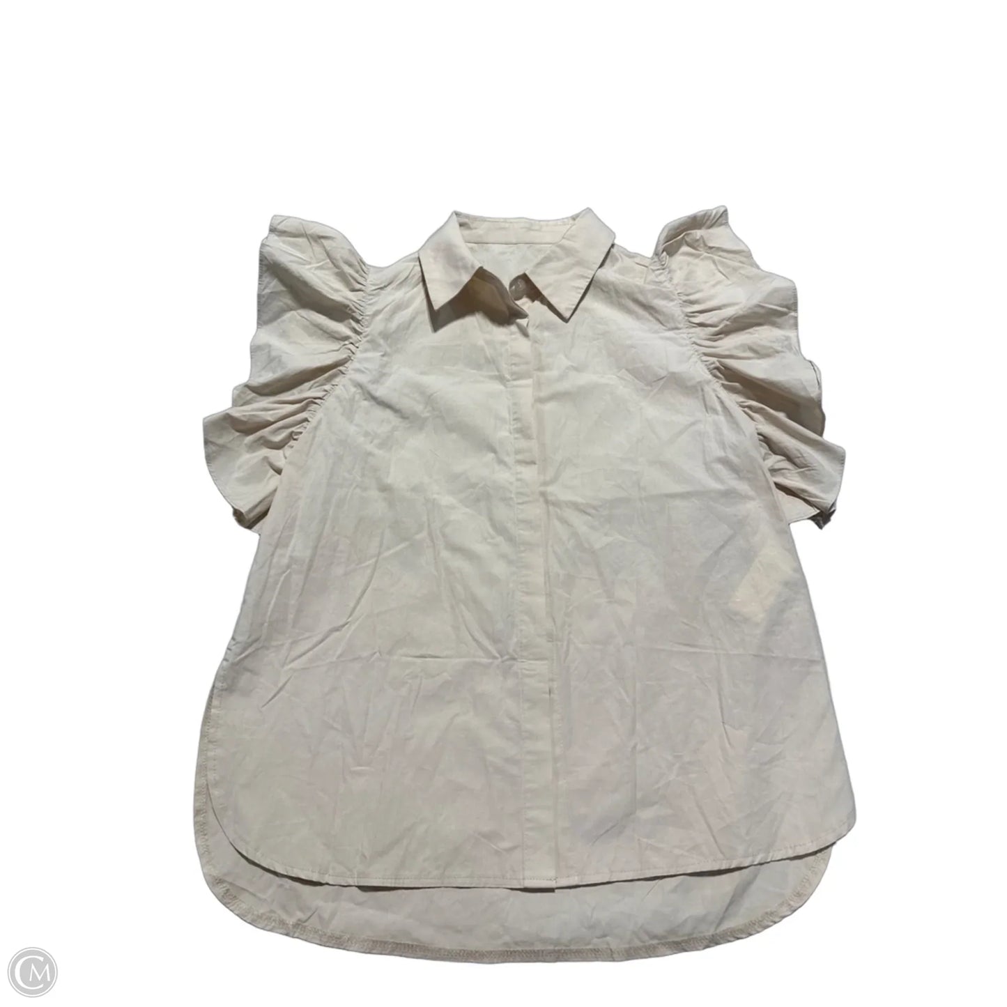 Top Short Sleeve By Cme In Tan, Size: M