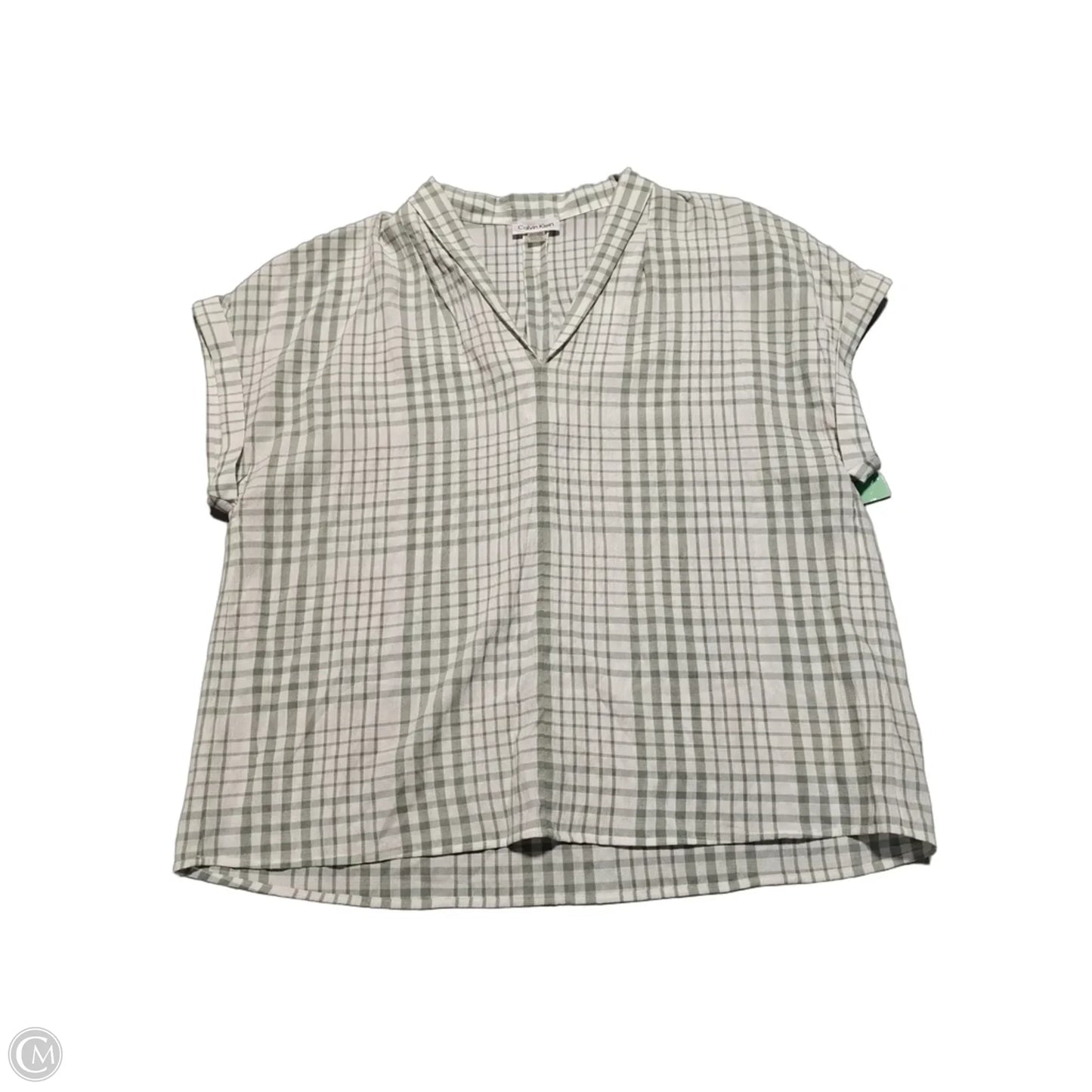 Top Sleeveless By Calvin Klein In Green & White, Size: Xl