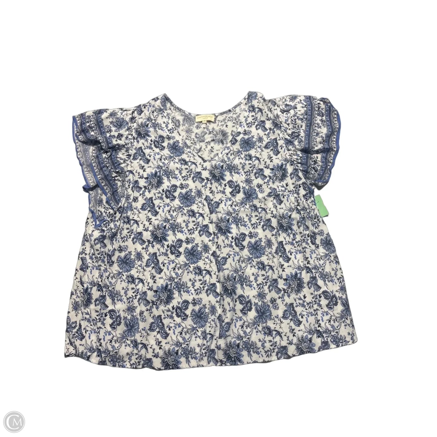Top Short Sleeve By Cynthia Rowley In Blue & White, Size: 3x