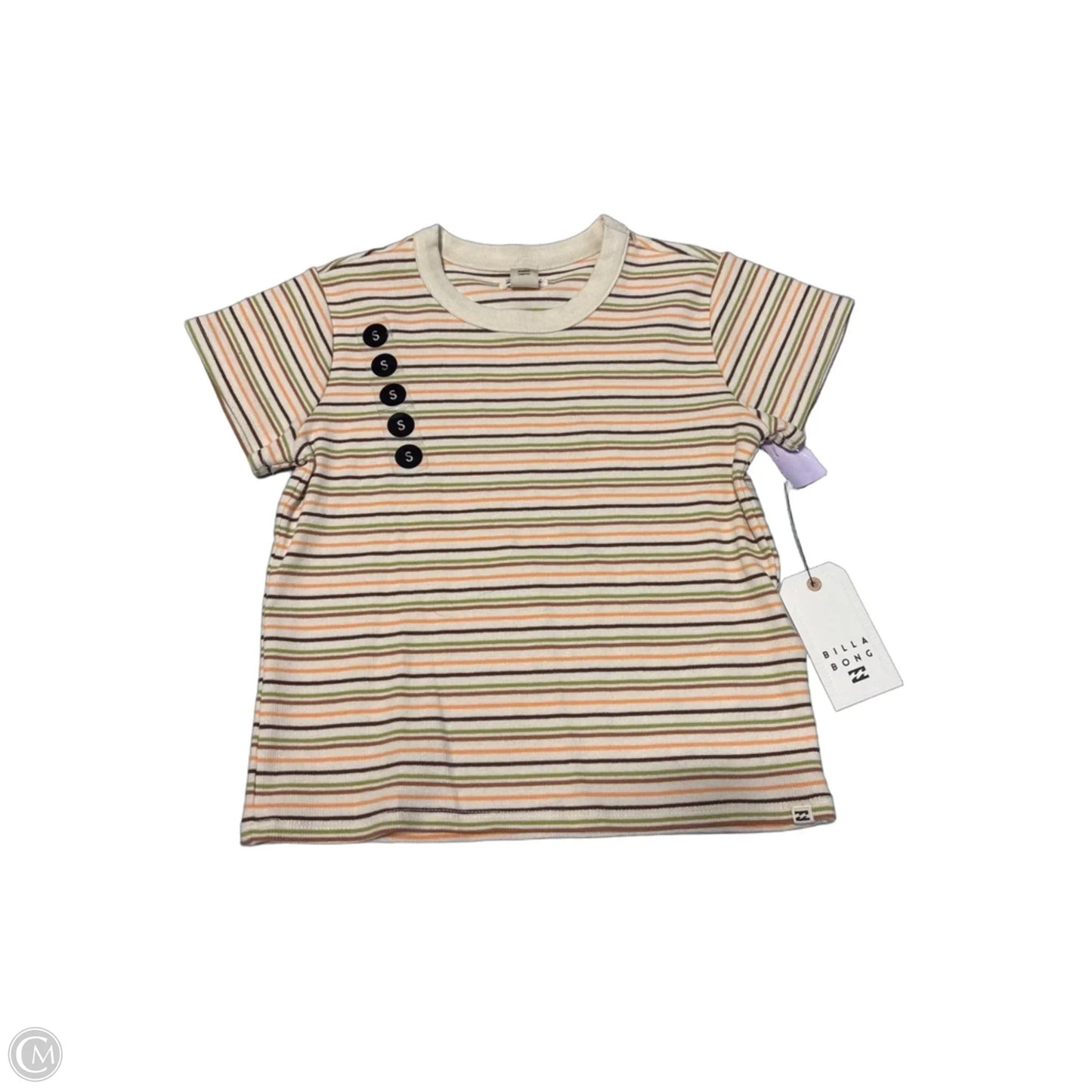 Top Short Sleeve By Billabong In Striped Pattern, Size: S