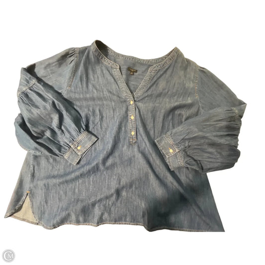 Top 3/4 Sleeve By Talbots In Blue Denim, Size: 3x