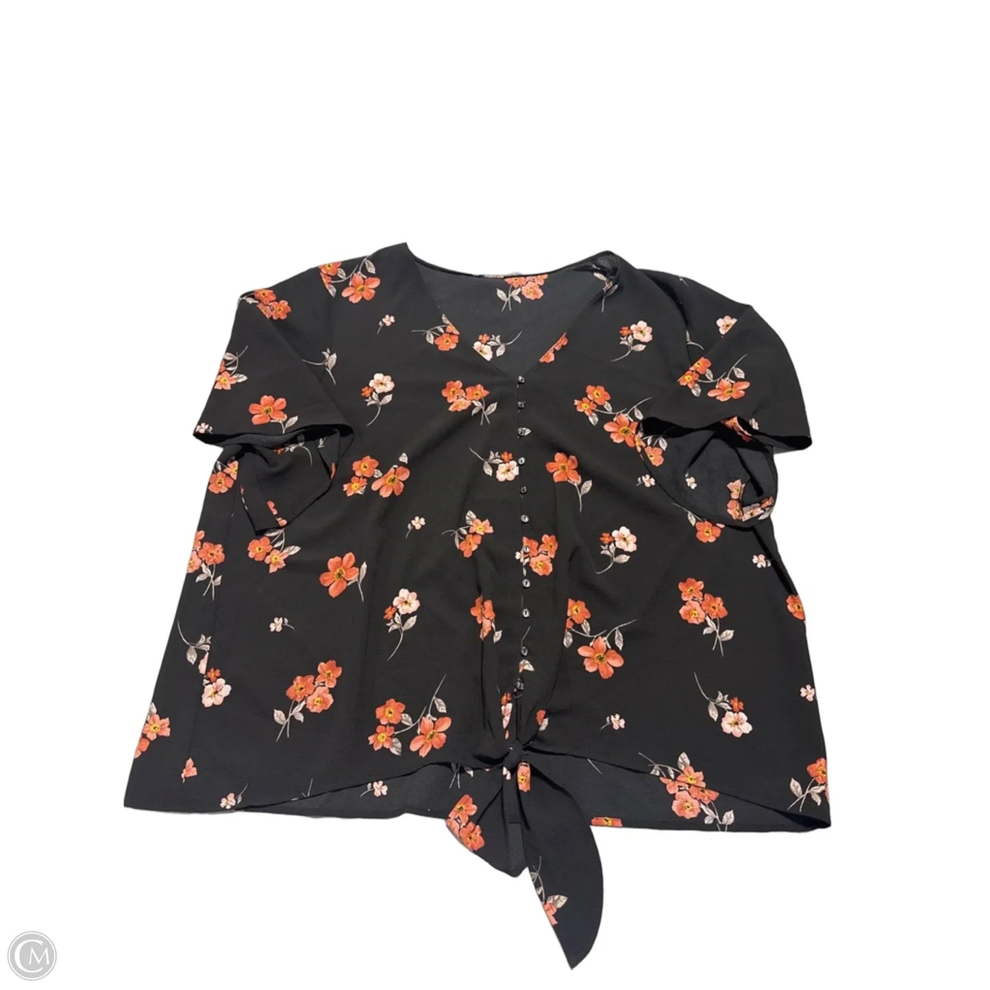 Top Short Sleeve By Lush In Black & Orange, Size: 2x