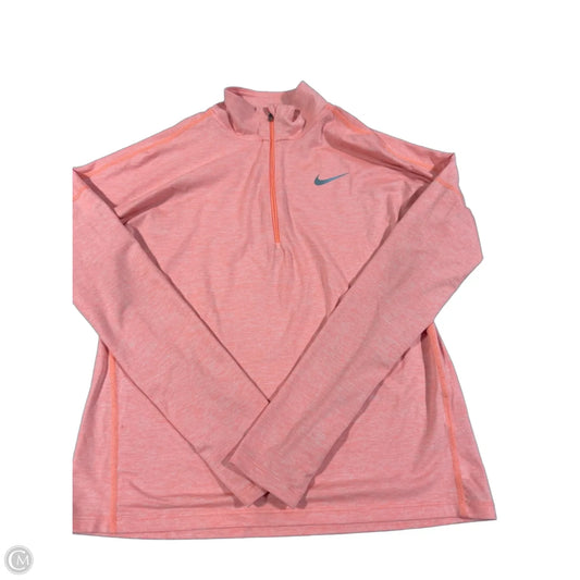 Athletic Top Long Sleeve Collar By Nike In Orange, Size: S