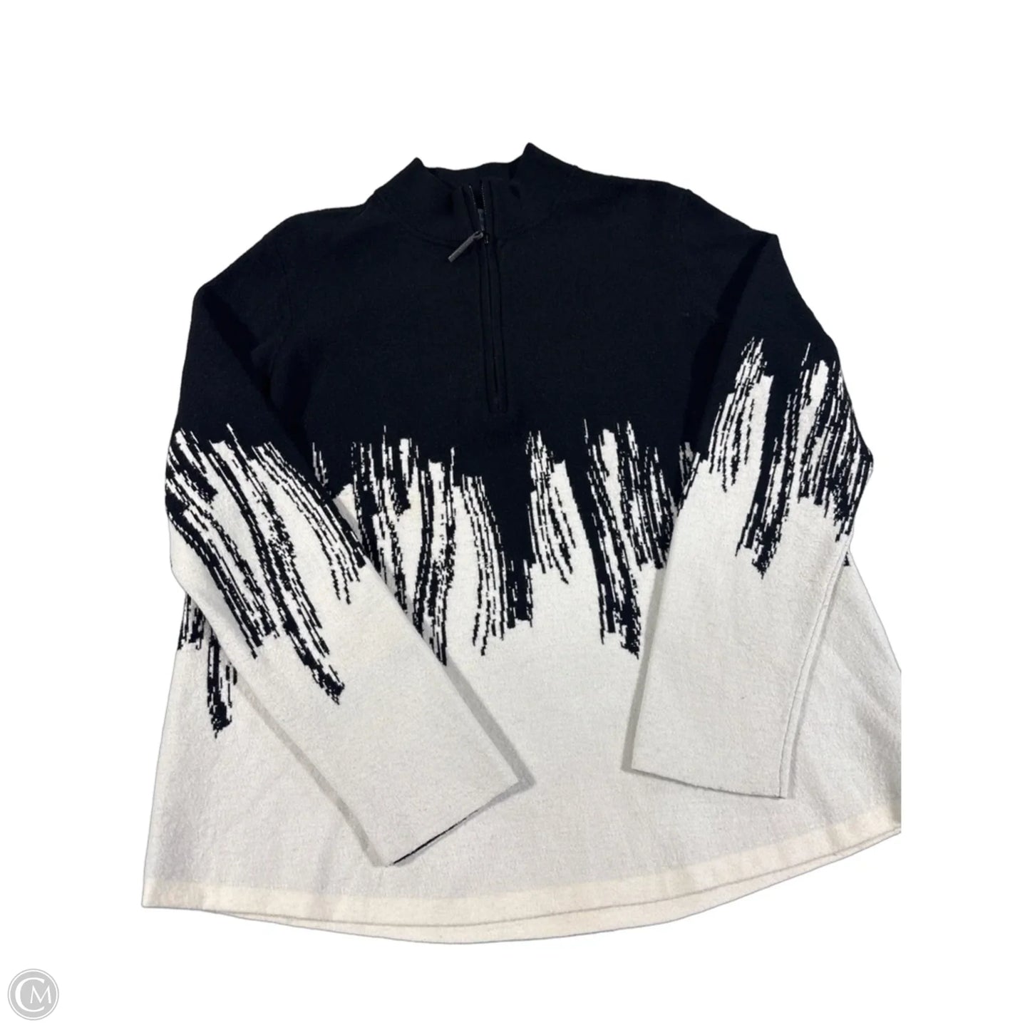 Top Long Sleeve By Chicos In Black & White, Size: L