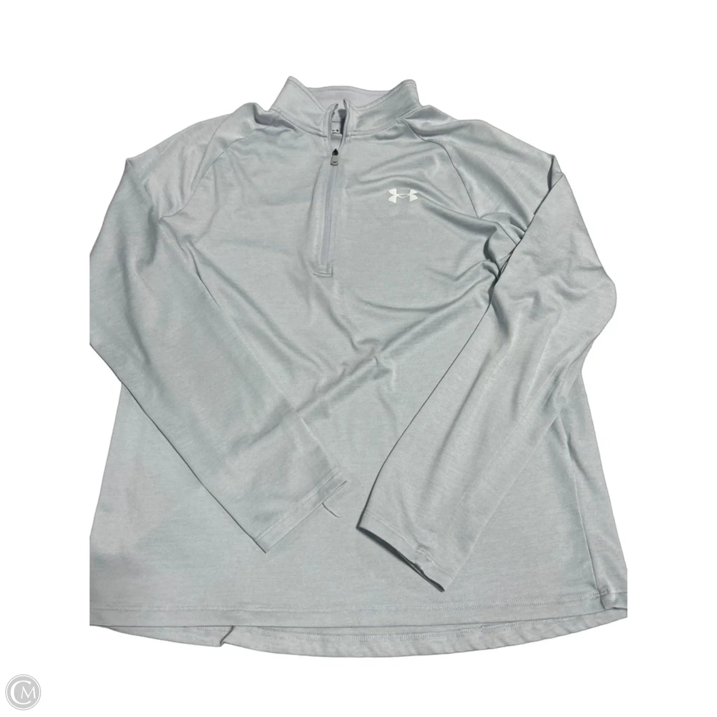 Athletic Top Long Sleeve Collar By Under Armour In Grey, Size: M