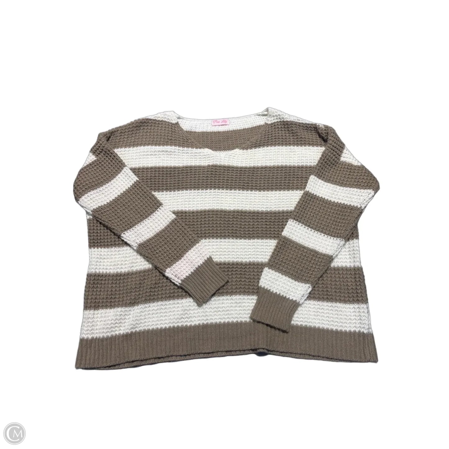 Sweater By Pink Lily In Brown & White, Size: L
