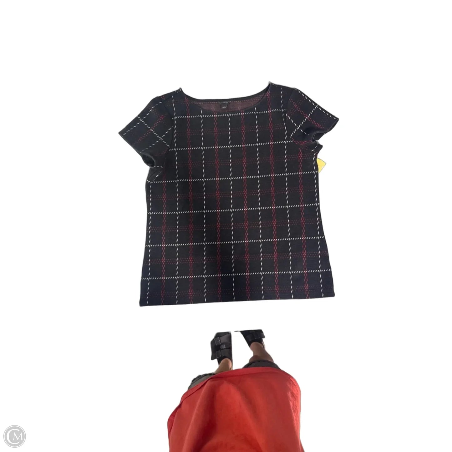 Top Short Sleeve By Ann Taylor In Black & Red, Size: L