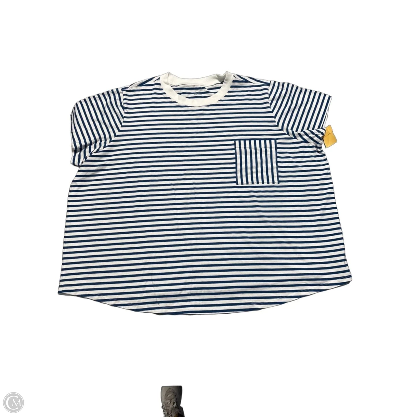 Top Short Sleeve By Universal Standard In Blue & White, Size: 3x