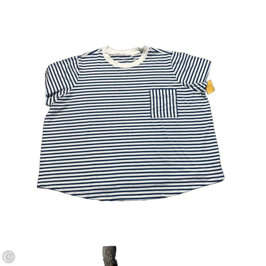 Top Short Sleeve By Universal Standard In Blue & White, Size: 3x