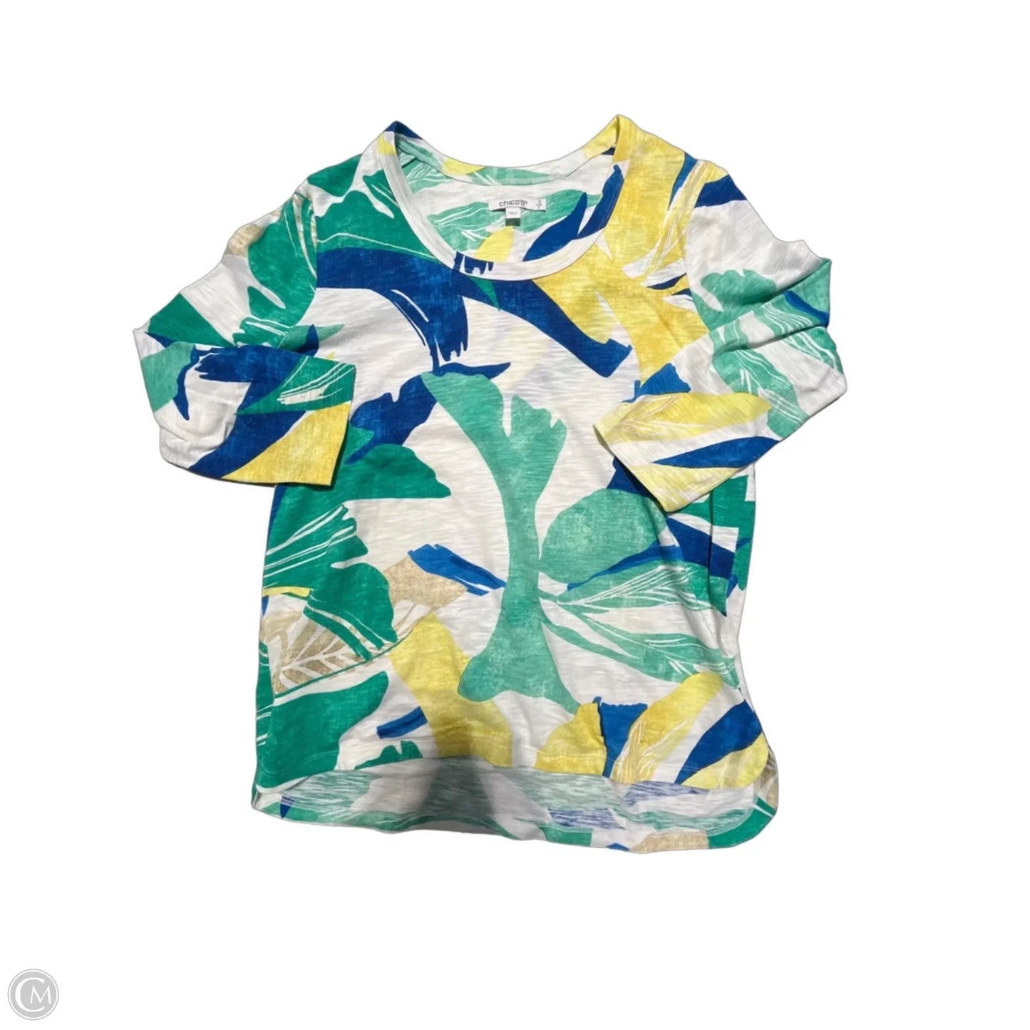 Top Long Sleeve By Chicos In Blue & Green, Size: L
