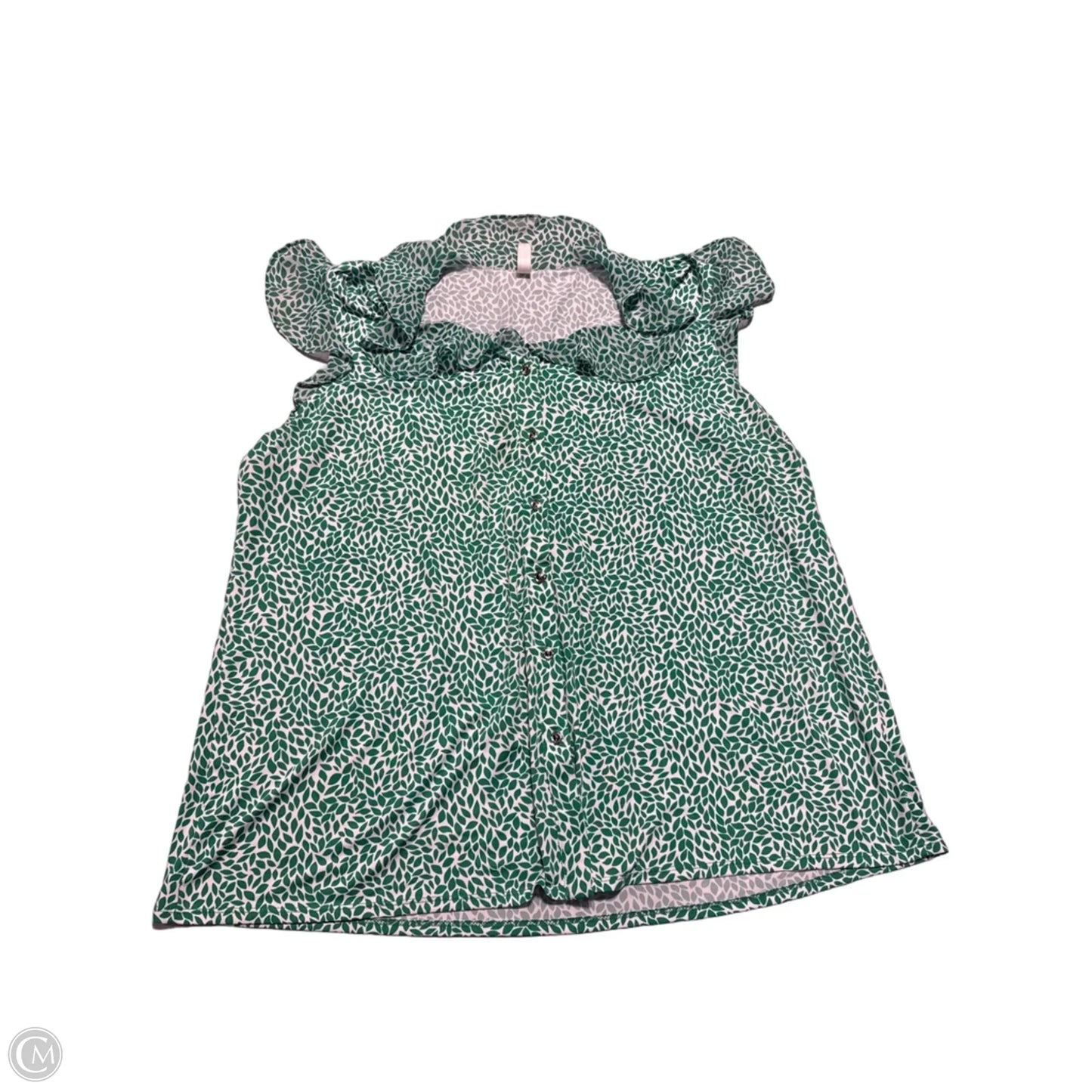 Top Short Sleeve By Perseption Concept In Green & White, Size: 2x